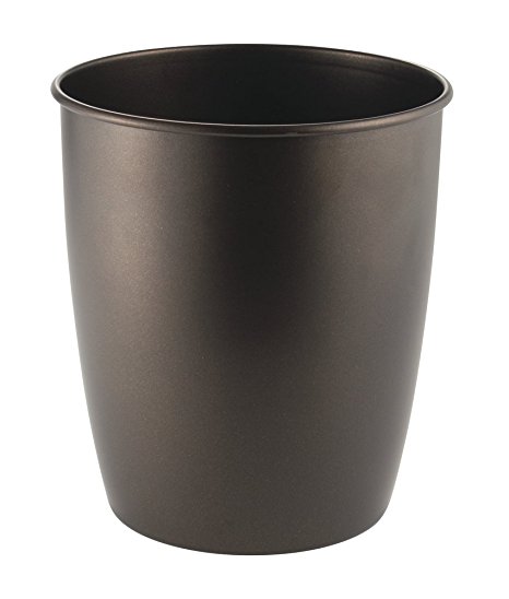 mDesign Round Metal Small Trash Can Wastebasket, Garbage Container Bin for Bathrooms, Powder Rooms, Kitchens, Home Offices - Durable Steel with Bronze Finish