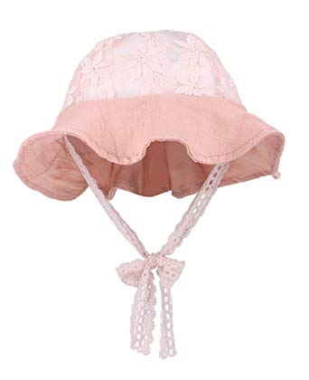 SimpliKids Baby Infant Sun Hats Lovely Floral Embroidered Cotton Sun Bucket Hats