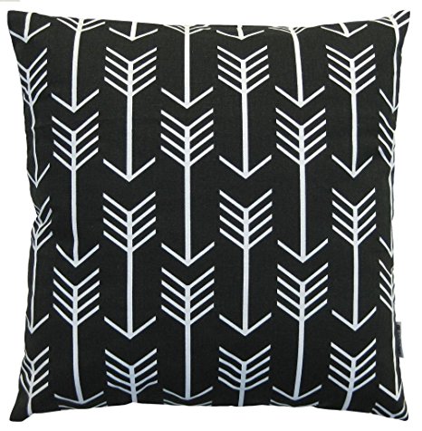 JinStyles Arrow Cotton Canvas Decorative Throw Pillow Cover (Black and White, 18 x 18 inches)