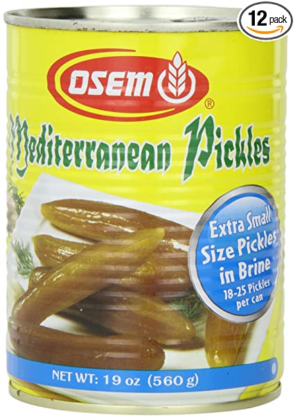 Osem Mediterranean Pickles(Kosher for Passover), Extra Small, 19 Ounce (Pack of 12)