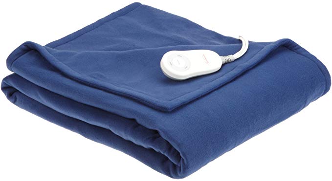 Sunbeam Royal Cuddle-Up Fleece Heated Throw, Newport Blue