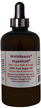 Watts Beauty ArganGold 100% Pure Argan Oil for Hair, Nails, Face & Body - All Natural Virgin Argan Oil Direct From Morocco - 4oz Dropper