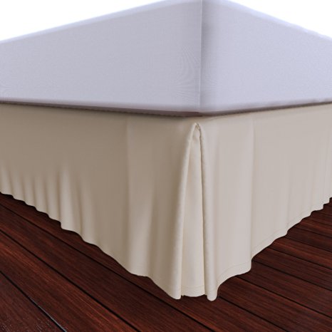 Bed Skirt by Royal - 100% Cotton Pleated Bed Skirt (King, Beige)