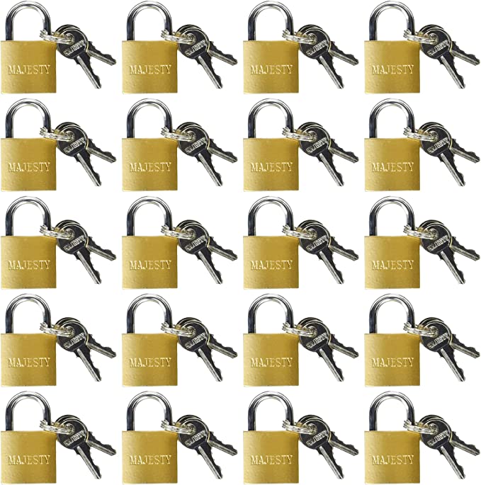 20 Pcs 25mm Solid Brass Mini Padlock Set Pad Locks w/ 2 Keys for Locker Luggage