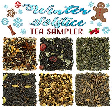 Winter Solstice Loose Leaf Tea Sampler; 6 Winter Inspired Black, Green, Herbal Tea Blends