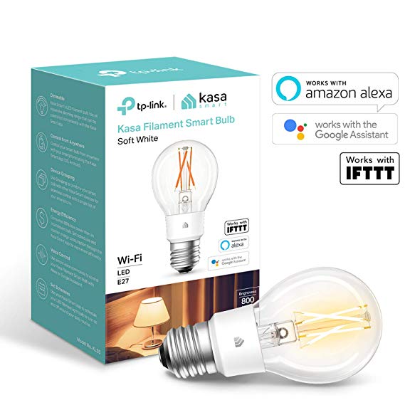 Kasa Smart Bulb by TP-Link, WiFi Filament Light Bulb, E27, 7W, Works with Amazon Alexa (Echo and Echo Dot) and Google Home, Dimmable Soft Warm White, No Hub Required (KL50) [Energy Class A  ]