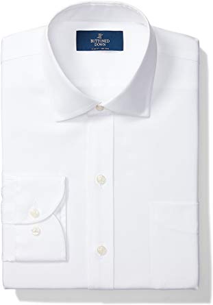 Amazon Brand - BUTTONED DOWN Men's Slim Fit Spread-Collar Solid Pinpoint Dress Shirt, Supima Cotton Non-Iron