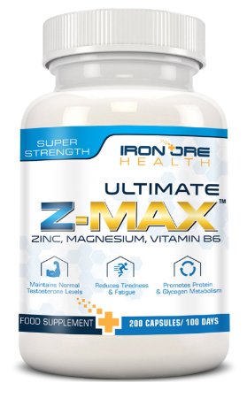 Z-MAx - 200 Premium Zinc, Magnesium & Vitamin B6 Capsules - Maintain Testosterone Levels, Reduce Tiredness, Improve Sleep, Promote Protein Synthesis - 3 Month Supply