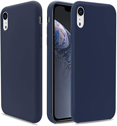 CellEver iPhone XR Case, Liquid Guard Silicone Rubber Shockproof Case with Soft Microfiber Cloth Cushion for Apple iPhone XR 6.1 inch (2018) - Navy Blue