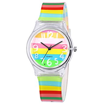 Zeiger First Time Teacher Young Little Girls Watch Easy Read Watches for Kids Rainbow Watch for Children