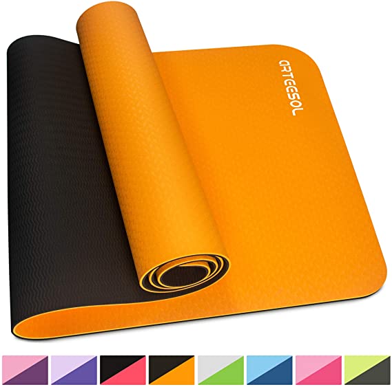 Exercise Mat arteesol 1/4-Inch Thick Large Yoga Mat Non-Slip Eco Friendly Fitness Mat with Carry Strap Premium for Pilates Fitness Workout Gymnastics 72'' x 24'' (183 cm x 61 cm x 6 mm)