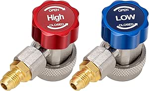 VIVOHOME AC R134a Refrigerant Quick Coupler Adapter Kit HVAC Adjustable High Low Connector Conversion with 1/4 Inch Male Flares for Auto Air Condition Manifold Gauge Hose