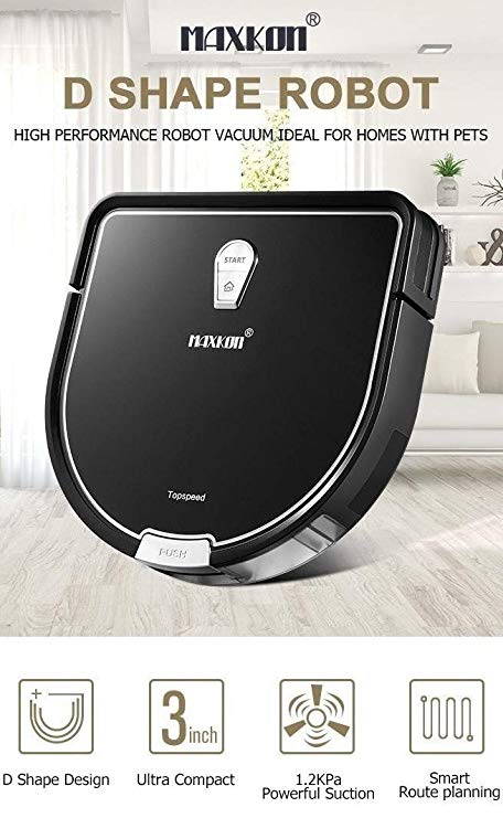 Maxkon Pro 2-in-1 Robotic Vacuum Cleaner Dry & Wet Mopping High Suction, Self-Charging Robotic Vacuum Cleaner, Filter for Pet Fur, Cleans Hard Floors to Medium-Pile Carpets