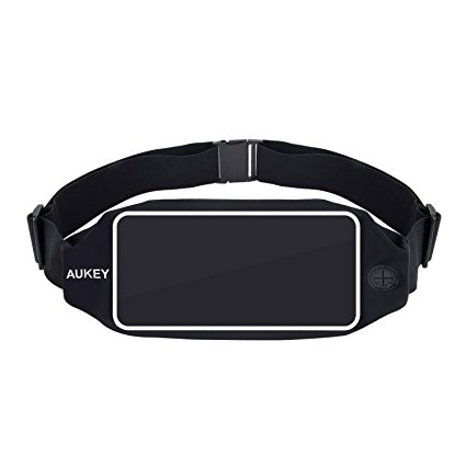 AUKEY Running Belt Waist Pack 5.5 inches Transparent Touch Screen Running Bag for iPhone 6 / 6 Plus , Samsung for Fitness, Running, Workouts, Cycling, Traveling and Other Outdoor Sports ( Black )