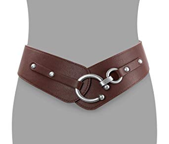 JASGOOD Women's Fashion Vintage Wide Elastic Stretch Waist Belt With Interlock Buckle