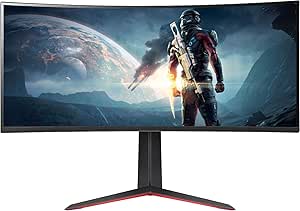 LG 34 Ultragear 34" Curved QHD 3440 x 1440 HDR 10 160Hz Gaming Monitor, 34GP63A-B, Black - DisplayPort and HDMI, AMD FreeSync Premium, Tilt/Height Adjustable, WEPGPY