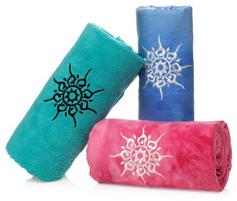 NamaSTAY Exercise Fitness Yoga Towel - Absorbent Microfiber Design for Hot Bikram Or Ashtanga Styles - Patented Non-Slip Design