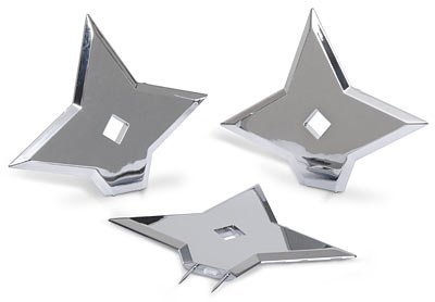 Doodad Brigade Ninja-Stars Cork-Board Push-Pins, Chrome Silver, Pack of 3