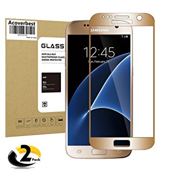 Galaxy S7 Screen Protector,Acoverbest Galaxy S7 Tempered Glass [Full Coverage] [Anti-Scratch][Anti-Bubble]Glass Screen Protector for Samsung Galaxy S7