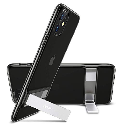 ESR Metal Kickstand Designed for iPhone 11 Case, [Vertical and Horizontal Stand] [Reinforced Drop Protection] Flexible TPU Soft Back for iPhone 11 (2019 Release), Transparent Black