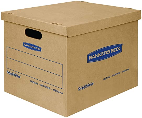 SmoothMove Classic Moving Boxes, Tape-Free Assembly, Easy Carry Handles, Medium, 18 x 15 x 14 Inches, (7717201), 8 Pack