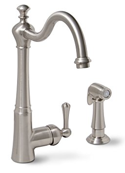 Premier 120025LF Sonoma Lead-Free Single-Handle Kitchen Faucet with Matching Side Spray, Brushed Nickel