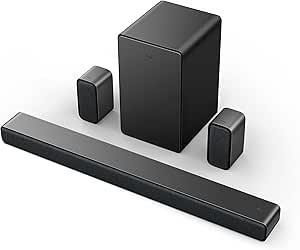 TCL 5.1ch Sound Bar with Wireless Subwoofer (Q6510, 2023 - Model), Dolby Audio, DTS Virtual:X, 430W, Built-in Center Channel Speaker, 2 Rear Surround Sound Speakers, Wall Mount/HDMI Cable (Renewed)