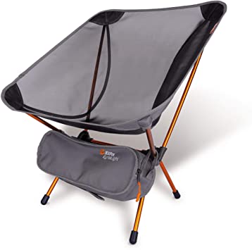 P&J Trading EyrieLight Outdoor Chair – Compact and Lightweight for Backpacking, Camping, Hiking, Beach, Festivals, Tailgating, Kids Sports, Backpacking. Grey mesh with Orange Legs. 1.89lbs