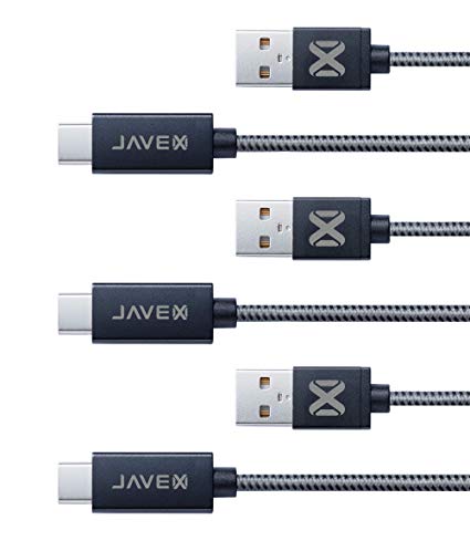 JAVEX USB [3 Pack] Type-C to A Cable, Strengthen by Kevlar Fiber, Safety UL Listed, 1M (3,3FT) 1.8M(6FT) 3M (10FT), Black