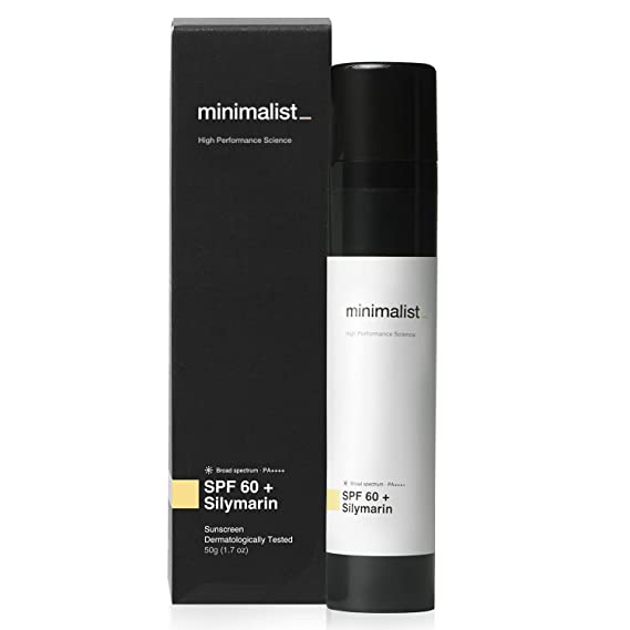 Minimalist SPF 60  PA      Face Sunscreen With Antioxidant Silymarin For Complete Sun Protection | Oxybenzone & OMC Free | 50 gm