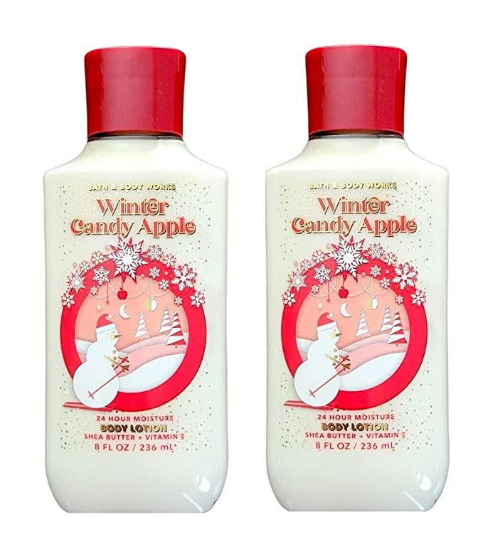 Bath and Body Works Winter Candy Apple Super Smooth Body Lotion 8 Oz -2 Pack (Winter Candy Apple)