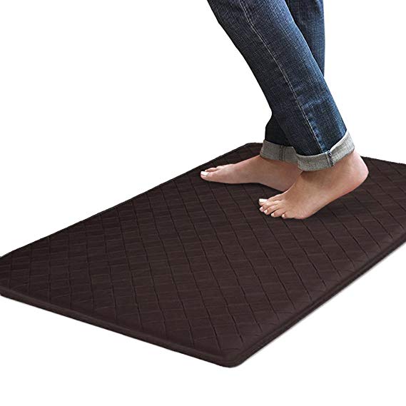 MultiWare Kitchen Anti-fatigue Comfort Floor Mat Non-slip Waterproof Mat Ergonomic For Bathroom Office Kitchen 12mm 20*32" Dark Brown