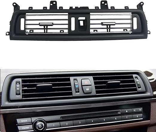 JDMON Compatible with Front Center Console Dash Chromed Air Conditioner Air Vent Grille Cover BMW 5 Series F10 F11 F18 520 523 525 528 530 535 Replaces 64229166885
