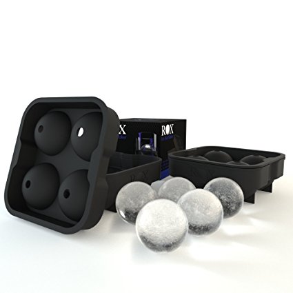 Rox Ice Ball Maker - 4 x 4.5 cm 4 Sphere Mold Ice Cube Tray. Ice Press Alternative (double pack)