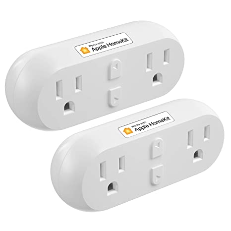 meross Smart Plug Dual WiFi Outlet Plug 2 in 1, Support Apple HomeKit, Siri, Alexa, Echo, Google Assistant and SmartThings, Voice & Remote Control, Timer, 2Pack