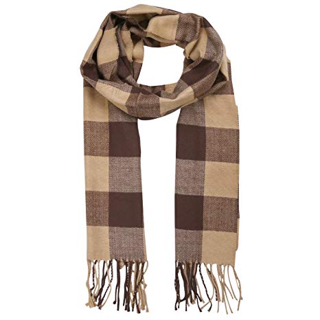 SOJOS Plaid Tartan Cashmere Scarves with Tassels for Men and Women SC3010