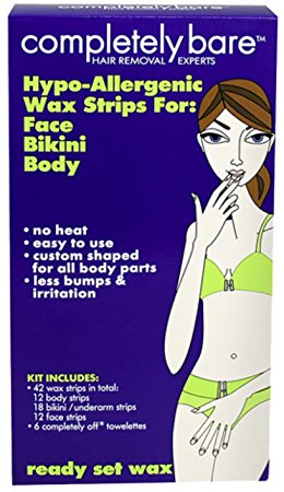 Completely Bare Hypo Allergenic Wax Strips, For Face, Bikini & Body,48 ea (42   6), (Pack of 1)