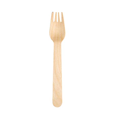 Birchware WDC-160-F-200 Classic-Forks-200 Classic-Compostable Wooden Forks-200/pcs, 200 Count, Tan