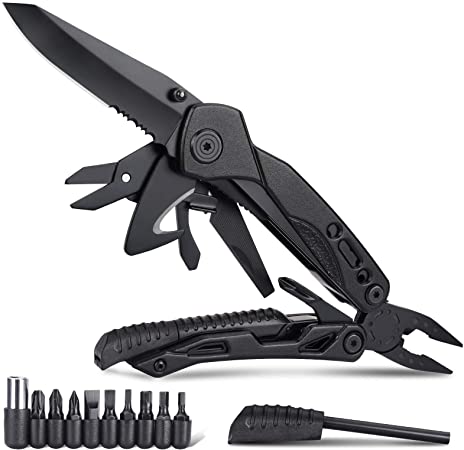 Multitool Pocket Knife for Men, Camping Accessories Fathers Day Gifts for Dad, 16 in 1 Multi tool Tactical Folding Knives, Fishing Hiking Survival Tools, Cool Gadgets Gifts for Men / Husband / Women