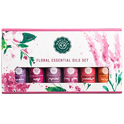 Woolzies Essential Oil Gift Set of 6 Most Popular Essential Oils (Floral Set of 6)