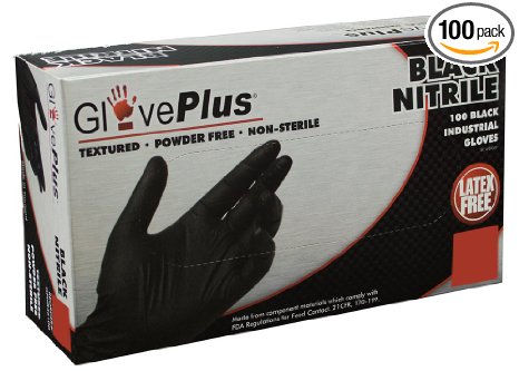AMMEX - GPNB48100-BX - Nitrile - GlovePlus - Disposable, Powder Free, Industrial, 5 mil, XLarge, Black (Box of 100)