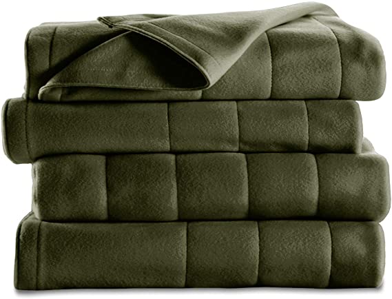 Sunbeam Heated Blanket | 10 Heat Settings, Quilted Fleece, Ivy, King