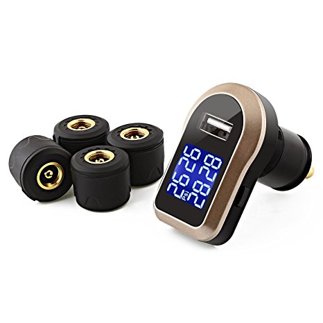 SNAN Tyre Pressure Monitoring System Car TPMS Tire Pressure Monitor System with 4 Sensors Alarm