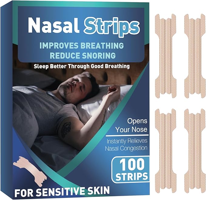 Nasal Strips - 100 PCs Breathing Nasal Strips, Nose Strips for Snoring Extra Strength， Enhances Airflow for Stuffy Nose Congestion