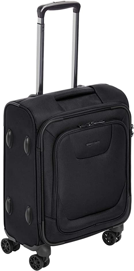 AmazonBasics Expandable Softside Carry-On Spinner Luggage Suitcase With TSA Lock And Wheels - 18 Inch, Black