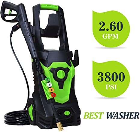 PowRyte Elite Power Washer 3800PSI 2.6GPM,Electric Pressure Washer with 4pcs 1/4'' Universal Spray Nozzles, Power Wash, Suitable for Washing Cars,SUV's, ATV's, Boats,Home Driveways,Decks etc