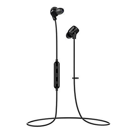 iClever 0.45oz Lightweight Bluetooth 4.1 Wireless Headphones with Mic, In-ear Running Earbuds, Black