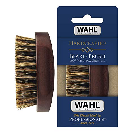 Wahl Small Travel Beard Brush with 100% Boar Bristles with Firm Natural Hair for Grooming & Styling – Wood Handle for Beards, Moustaches, Skin & Hair Care – Model 3346