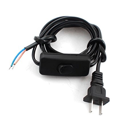 US Plug 1.8M Power Cord on/off Button Switch AC110V 3A AC250V 6A Black