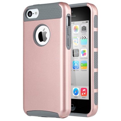 iPhone 5C Case, ULAK Slim Lightweight 2in1 iPhone 5C Cases Hybrid with Soft Rugged TPU Inner Skin and Hard PC Anti Scratches Protective Cover for Apple iPhone 5C (Rose Gold Grey)